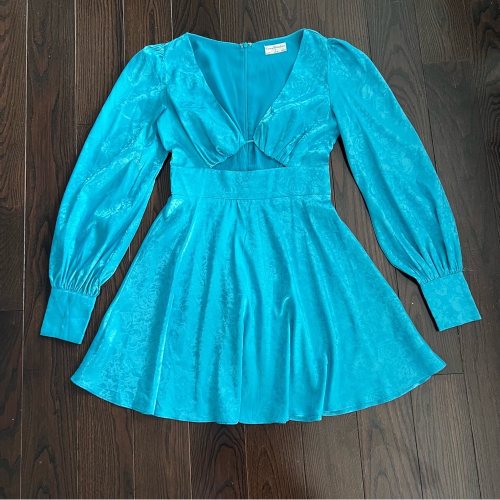 Seven wonders Blue Long Sleeve satin Dress